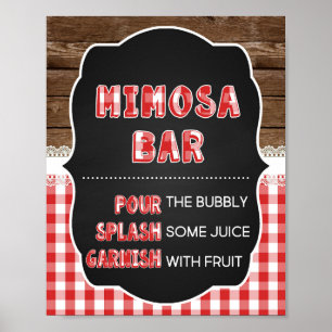 Mimosa Bar Sign - Red Baby Q Poster