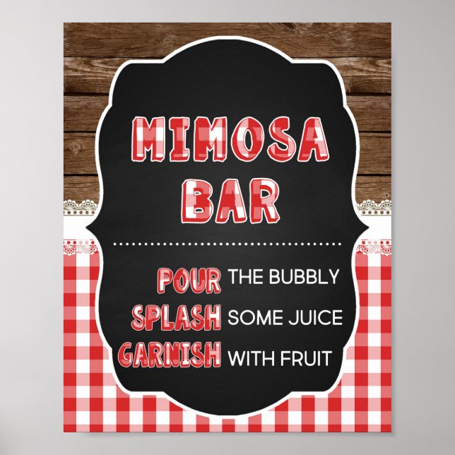 Mimosa Bar Sign - Red Baby Q Poster (Vorne)