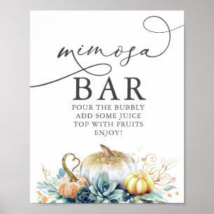 Mimosa Bar Sign Succulents Pumpkins Brautparty Poster