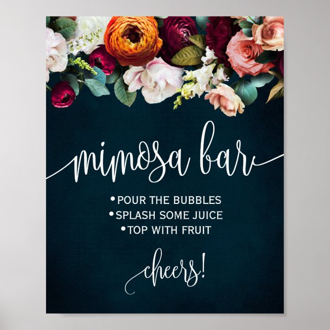 Mimosa Bar Sign Wine Navy Bridal Polterabend Poster (Vorne)