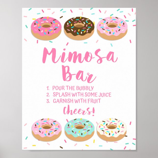 Mimosa Bar signieren Rosa Donut Sprinkle Tafelschi Poster (Vorne)