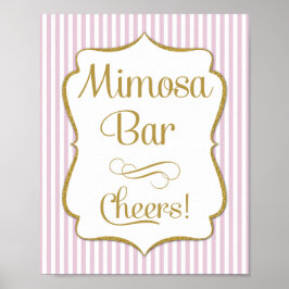 Mimosa Bar signieren rosa Goldrand Poster
