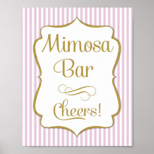 Mimosa Bar signieren rosa Goldrand Poster