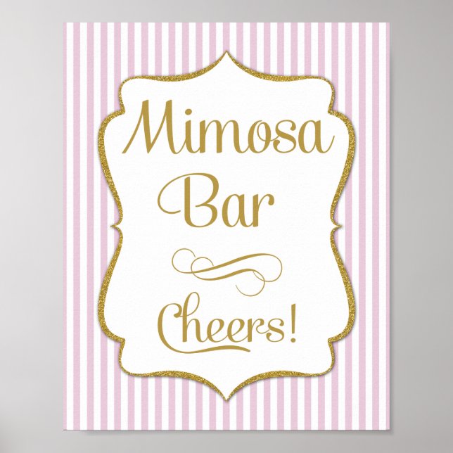 Mimosa Bar signieren rosa Goldrand Poster (Vorne)