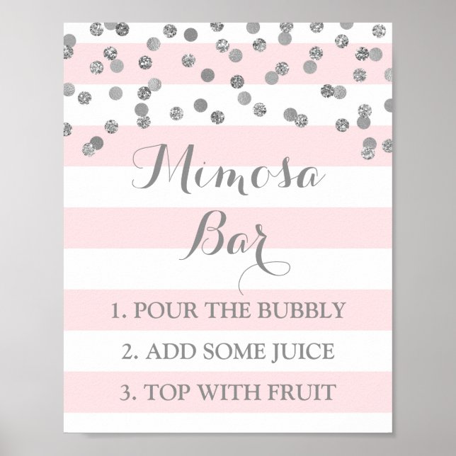 Mimosa Bar signieren Rosa Streifen Silver Confetti Poster (Vorne)