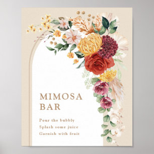 Mimosa-Bar Tropical Boho Blumen Schild