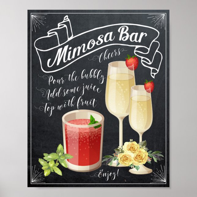 Mimosa Bar Wedding Gelbe Rosen GRILLEN Poster (Vorne)