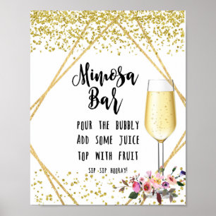Mimosa Bar Wedding Sign Imitats Goldfisch Poster