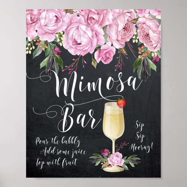 Mimosa Bar Wedding Sign Lilac Floral Poster (Vorne)