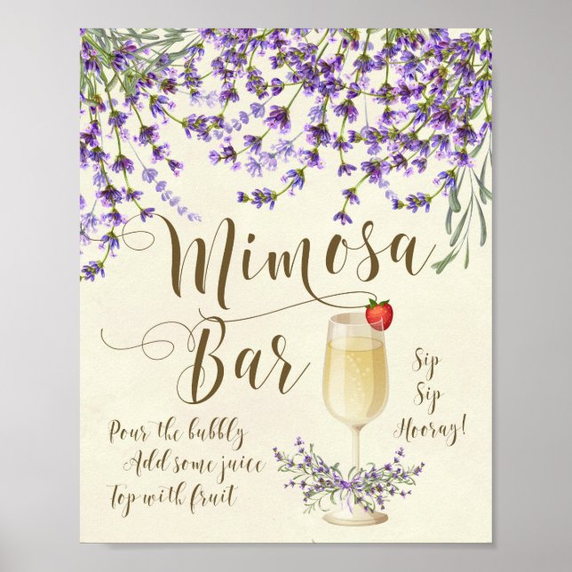 Mimosa Bar Wedding Sign Lilac lila Lavendel Poster (Vorne)