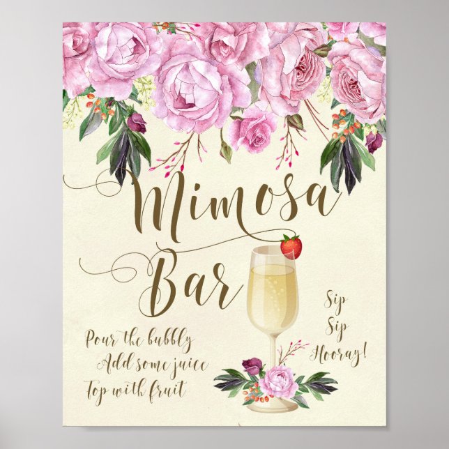 Mimosa Bar Wedding Sign Lilac lila Poster (Vorne)