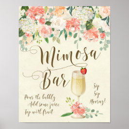 Mimosa Bar Wedding Sign Pfirsichblumen Poster