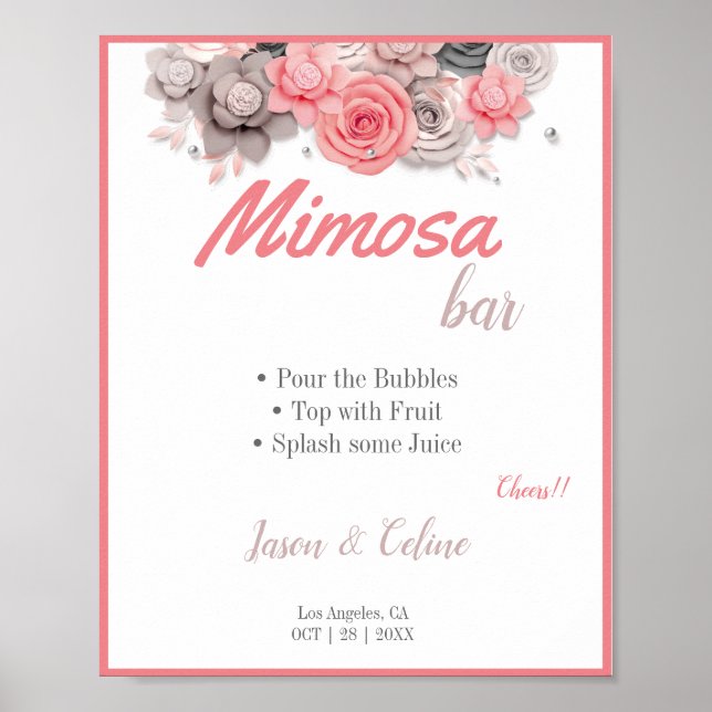 Mimosa Bar Wedding Sign Poster (Vorne)