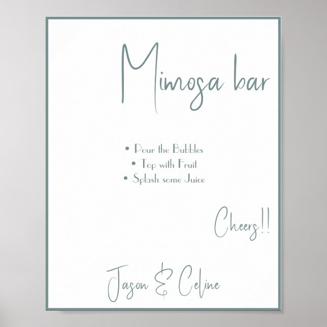 Mimosa Bar Wedding Sign Poster (Vorne)