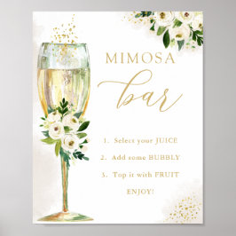 Mimosa Bar White and Gold Blume & Glasdusche Poster
