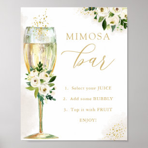 Mimosa Bar White and Gold Blume & Glasdusche Poster