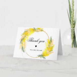 Mimosa-Blume und Blätter im Grünen Karte