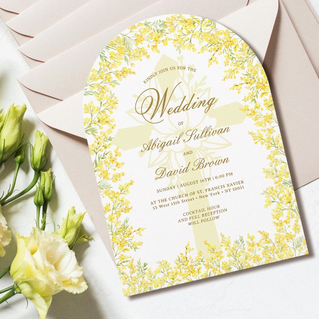 Mimosa-Bogen religiöse Hochzeit Einladung (Von Creator hochgeladen)