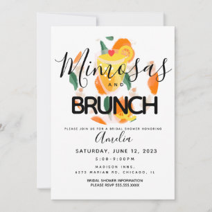 Mimosa Brunch Handgezeichnete Brautdusche Einladun Einladung