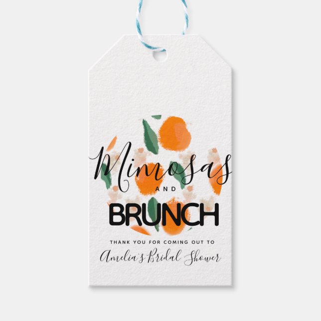 Mimosa Brunch Handgezeichnetes Brautparty Geschenkanhänger (Vorderseite)