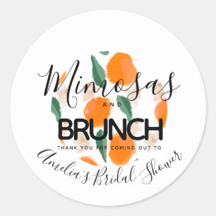 Mimosa Brunch Handgezeichnetes Brautparty Runder Aufkleber