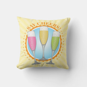 Mimosa Colorful Champagner Brille Throw Kissen