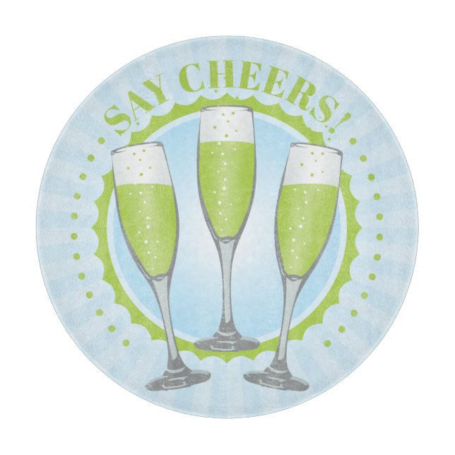 Mimosa Green Champagne Glasses Cutting Board Schneidebrett (Vorderseite)