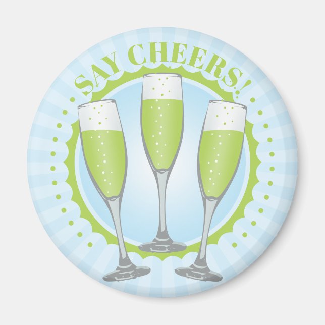 Mimosa Green Champagne Glasses Magnet (Vorne)