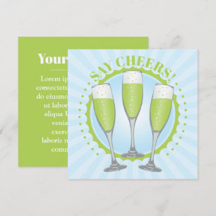 Mimosa-Grüne Champagnergläser Einladungskarte Einladung