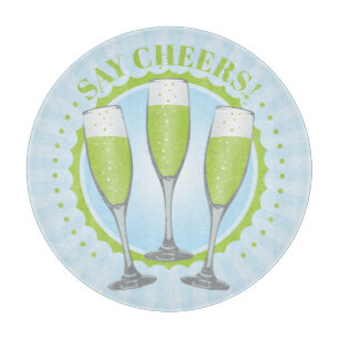 Mimosa-Grüne Champagnergläser Schneidbrett Schneidebrett