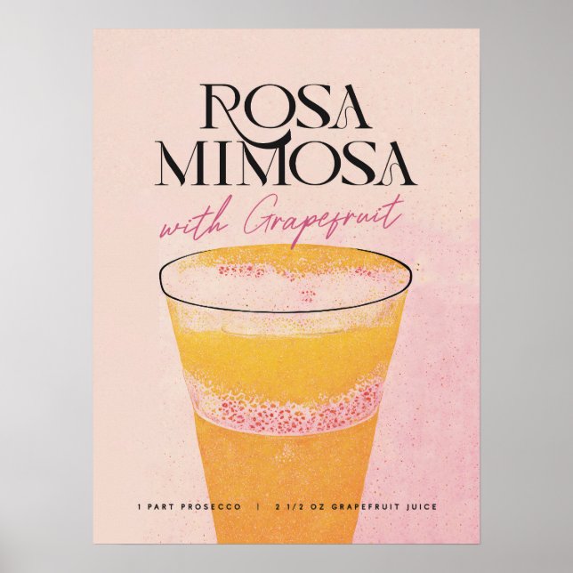 Mimosa Homebar: Ein rosa Retro-Cocktailposter Poster (Vorne)