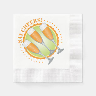 Mimosa Orange Champagne Brillen Serviette