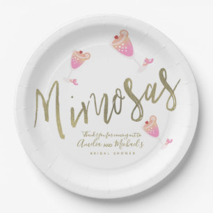 Mimosa Pink Brautparty Danke Confetti Pappteller