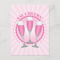 Mimosa Pink Champagne Brille Postcard