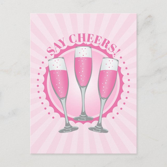 Mimosa Pink Champagne Brille Postcard Postkarte (Vorderseite)