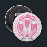 Mimosa Pink Champagner Brille Flaschenöffner<br><div class="desc">Personalisieren Sie es mit Ihrem Namen oder Ihrer Nachricht. Beifall zu dieser niedlichen Illustration von glänzenden Champagner-Gläsern. Ein lustiges Design für einen Brunch,  Bachelorette,  Drinks nach der Arbeit,  Girl's night out,  Cocktail Party,  oder jede Feier. Farbenfrohe,  rosa Champagnergetränke,  Sekt,  Prosecco.</div>