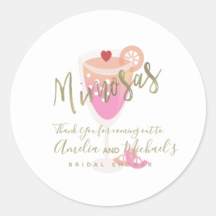 Mimosa Pink Hochzeitsdusche Danke Runder Aufkleber