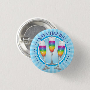Mimosa Rainbow Champagne Glass Button