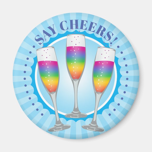Mimosa Rainbow Champagne Glasses Magnet (Vorne)