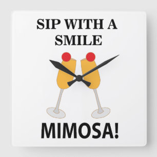 Mimosa Schluck mit einem Lächeln Mimosa Quadratische Wanduhr