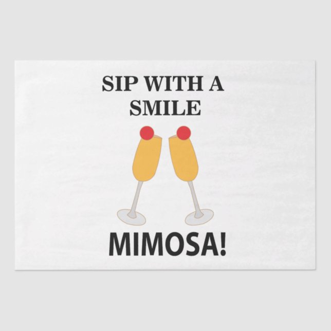 Mimosa Sip mit einem lächelnden Mimosa Seidenpapier (Vorderseite)
