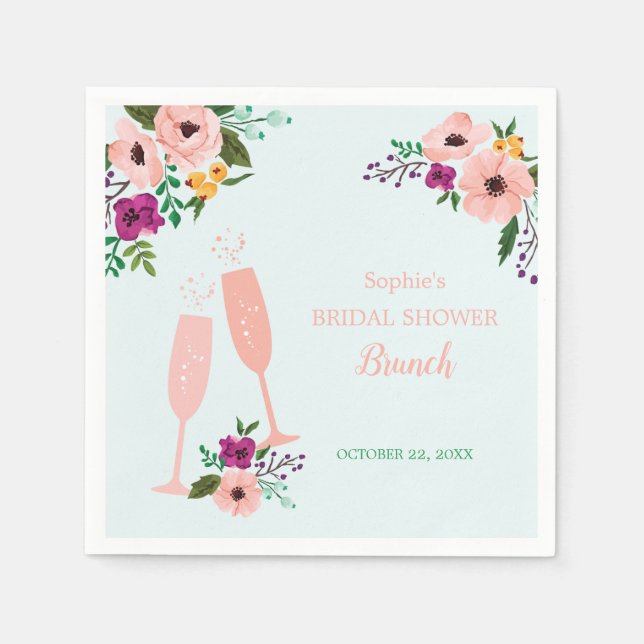 Mimosa und Blume Brunch und Bubbly Brautparty Serviette (Vorderseite)