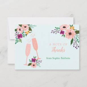 Mimosa- und Blumenbrunch mit Sekt zur Brautparty Dankeskarte