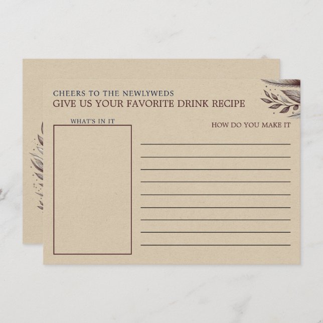 Mimosas & Matrimony Bridal Shower Drink Recipe Begleitkarte (Vorne/Hinten)