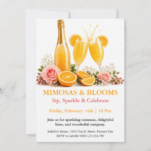 Mimosas und Blüten - Champagner-Brunch-Party Einladung