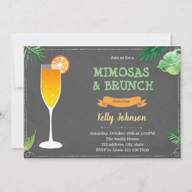 Mimosas und Brunch-Dusche Party Einladung (Vorderseite)