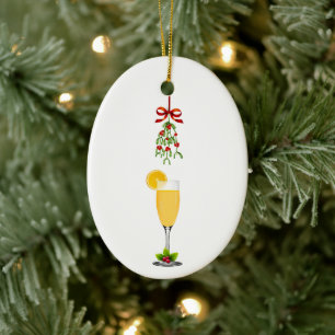 Mimosas und Mistletoweihnachtsfest Keramik Ornament