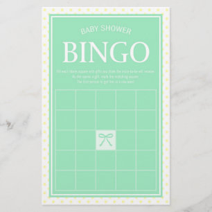 Min Baby Shower Bingo Ribbon und Gelbe Polka Dots Briefpapier