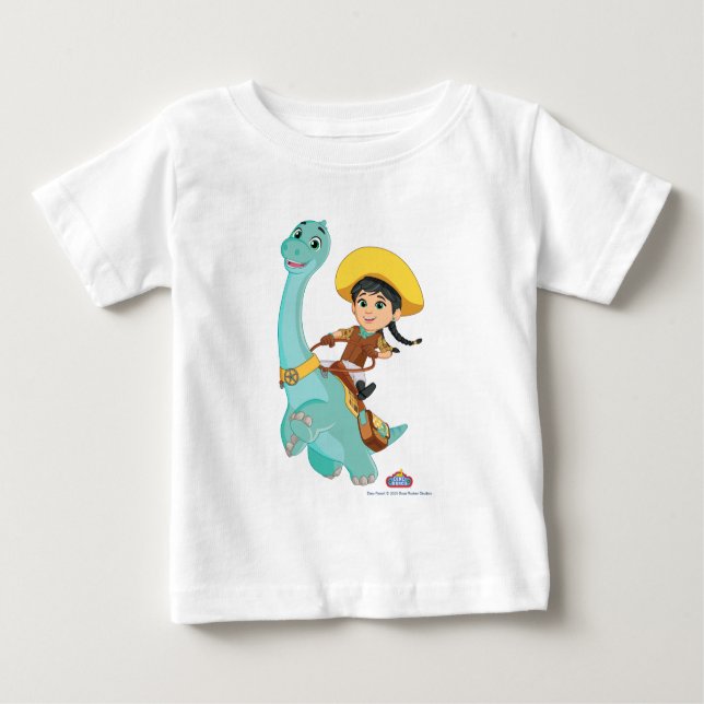 Min & Closing | Happy Cowgirl & Brontosaurus Ride Baby T-shirt (Vorderseite)