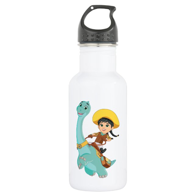 Min & Closing | Happy Cowgirl & Brontosaurus Ride Edelstahlflasche (Vorderseite)